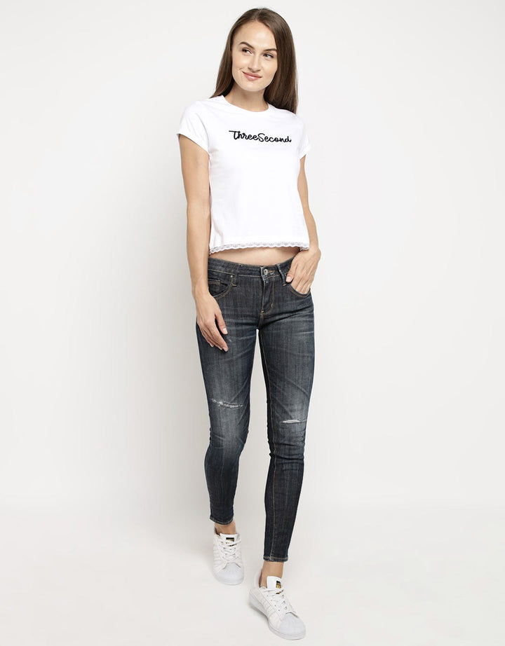 3SECOND Short Sleeve T-shirt Brand Print Detail