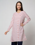 Triset Casual Dress Garis Kombinasi