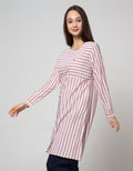 Triset Casual Dress Garis Kombinasi