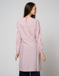 Triset Casual Dress Garis Kombinasi