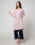 Triset Casual Dress Garis Kombinasi