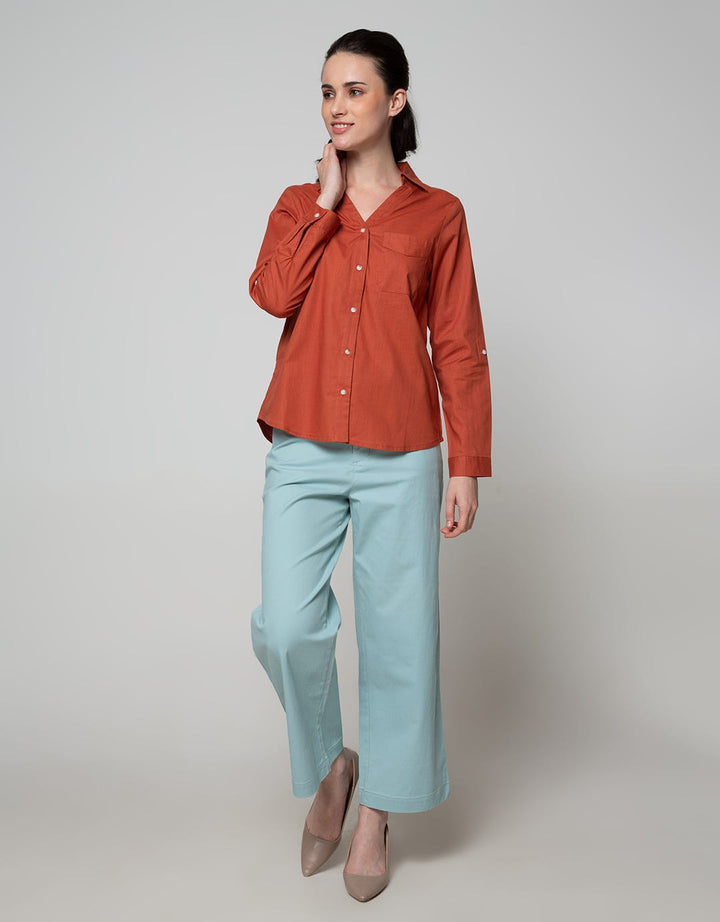 Connexion Long Sleeve Shirt Texture V Neck With 1 Pocket