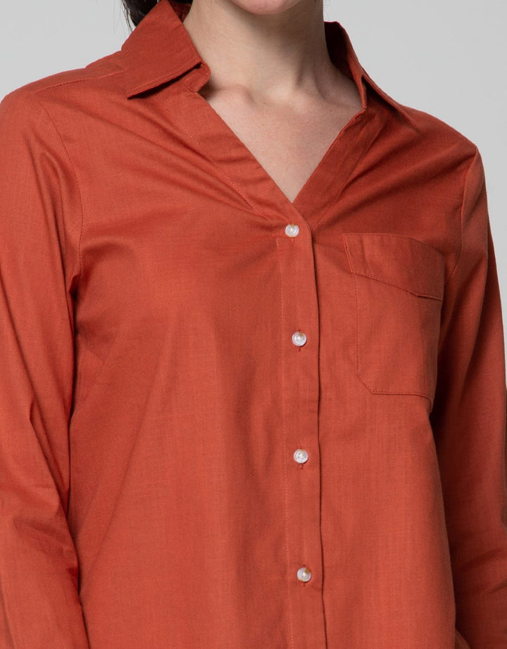 Connexion Long Sleeve Shirt Texture V Neck With 1 Pocket