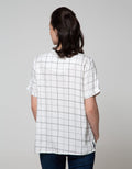 Connexion Short Sleeve Blouse Rayon Twill Print Windowpane