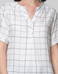 Connexion Short Sleeve Blouse Rayon Twill Print Windowpane