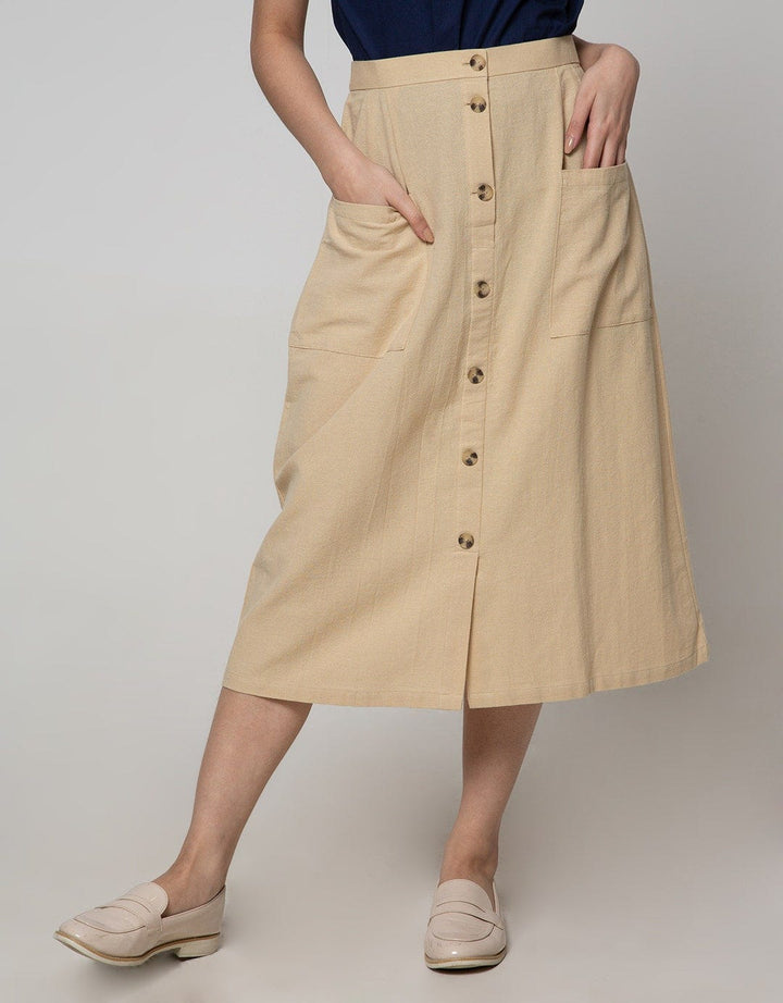 Connexion Midi Skirt 2 Pocket Button Down Skirt