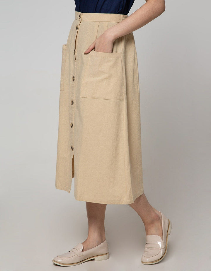 Connexion Midi Skirt 2 Pocket Button Down Skirt