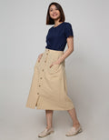 Connexion Midi Skirt 2 Pocket Button Down Skirt