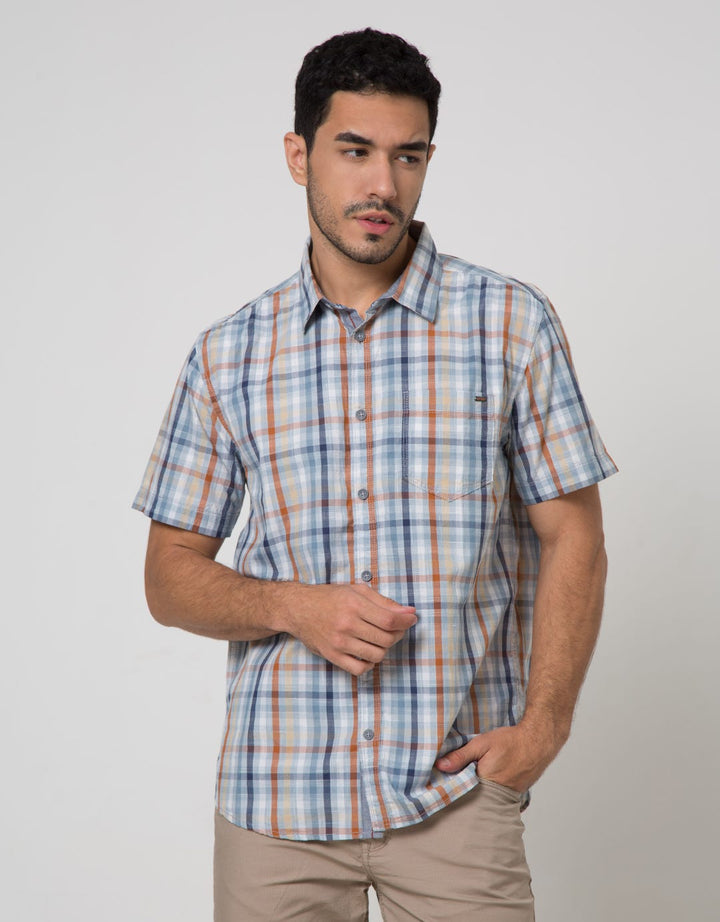 Watchout Casual Check Print Kemeja Pria