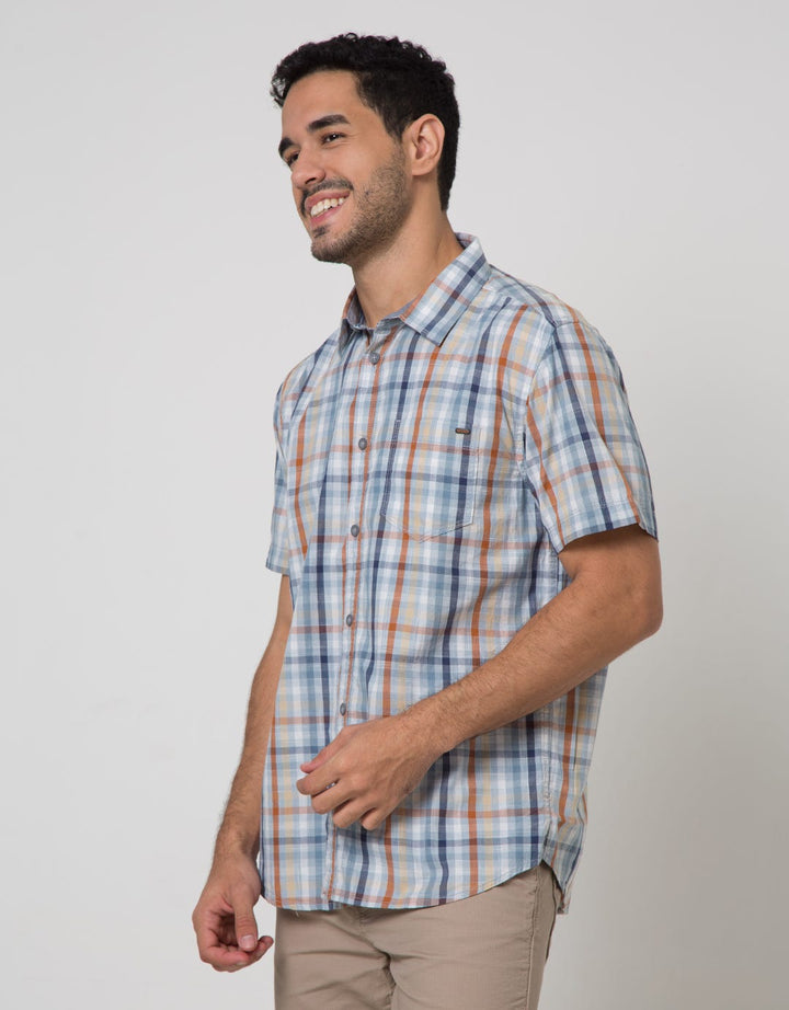 Watchout Casual Check Print Kemeja Pria