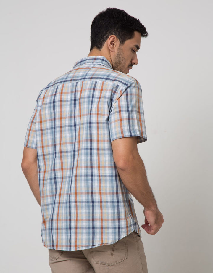 Watchout Casual Check Print Kemeja Pria