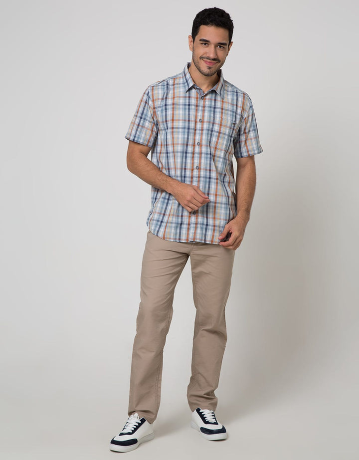 Watchout Casual Check Print Kemeja Pria