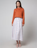 Triset Casual Plaid Checks Rok Wanita