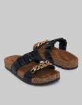 Fladeo Chain Gold Detail Women's Slide Sandals