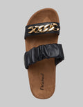 Fladeo Chain Gold Detail Women's Slide Sandals