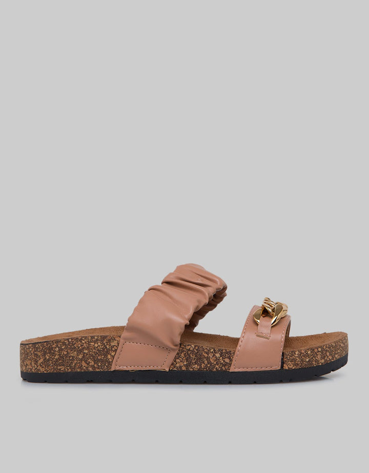 Fladeo Chain Gold Detail Sandal Slide Wanita