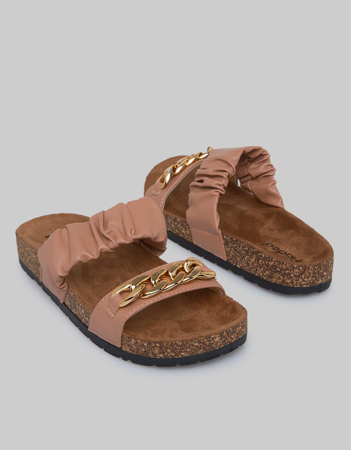 Fladeo Chain Gold Detail Sandal Slide Wanita