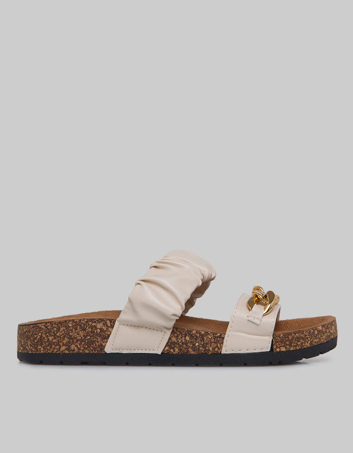 Fladeo Chain Gold Detail Women's Slide Sandals