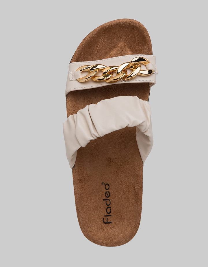 Fladeo Chain Gold Detail Women's Slide Sandals