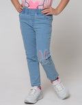 Little M Denim Jeggings Embroidered Bunny Stars