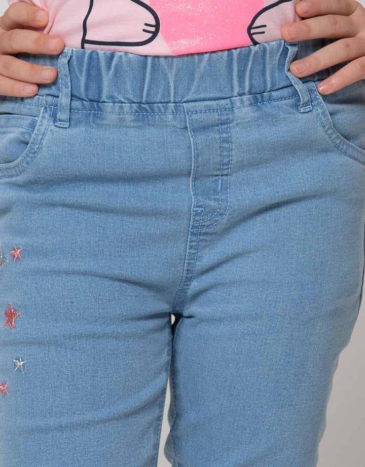 Little M Denim Jeggings Embroidered Bunny Stars