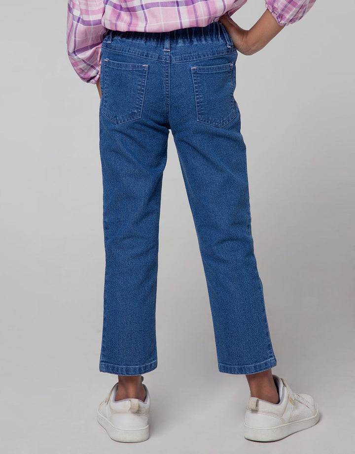 Little M Jegging Denim Cat Bordir Lutut