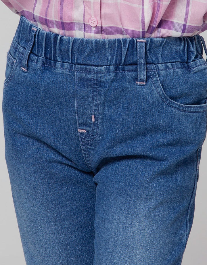 Little M Jegging Denim Cat Bordir Lutut