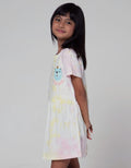 Little M Short Sleeve Midi Dress Daily Tie Dye Sablon Bear