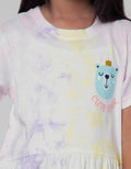 Little M Short Sleeve Midi Dress Daily Tie Dye Sablon Bear