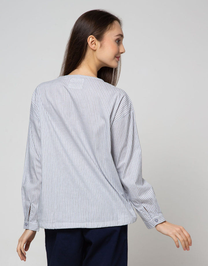 Triset Casual Blouse Stripe Full Print