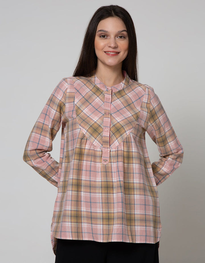 Triset Ladies Plaid Casual Blouse