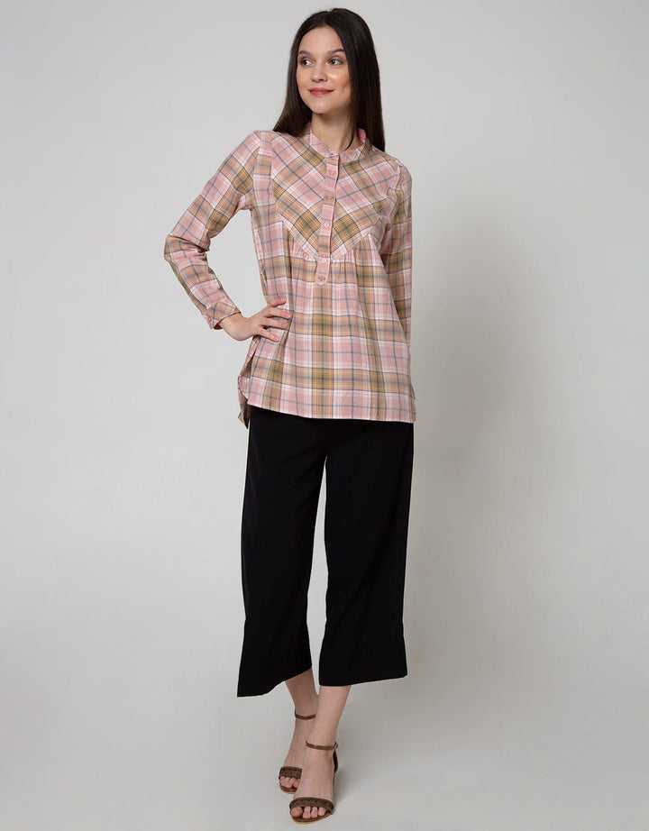 Triset Ladies Plaid Casual Blouse