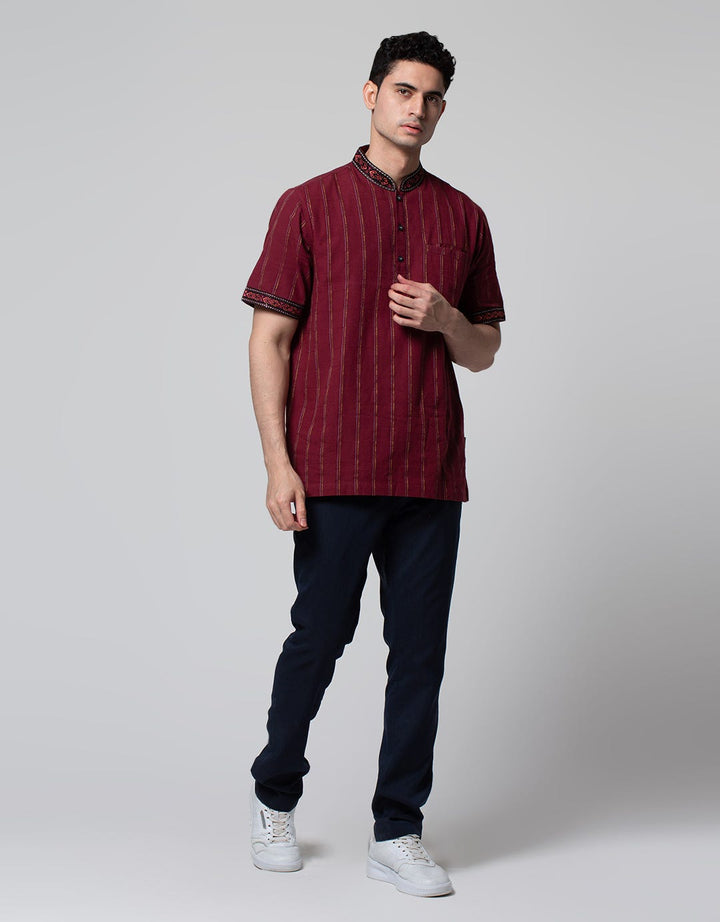 Al Mustika Garnet Baju Koko Lengan Pendek