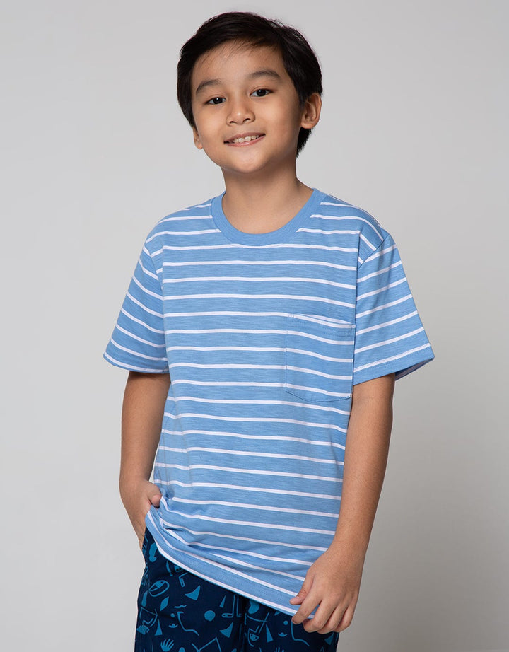 Nevada Short Sleeve T-Shirt Slub Print Stripe