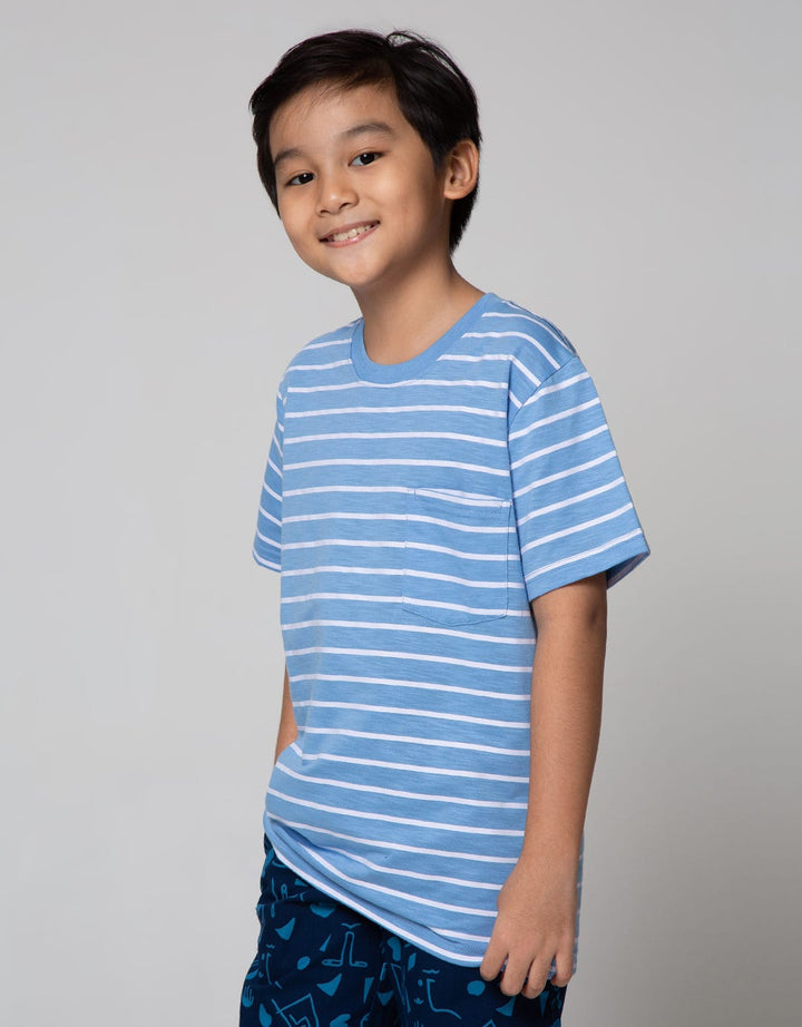 Nevada Short Sleeve T-Shirt Slub Print Stripe