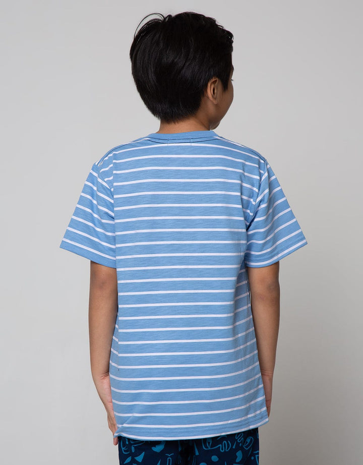 Nevada Short Sleeve T-Shirt Slub Print Stripe