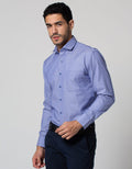 Stanley Adams Long Sleeeve Shirt Texture Slim Blue Spread Collar