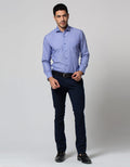 Stanley Adams Long Sleeeve Shirt Texture Slim Blue Spread Collar