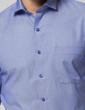 Stanley Adams Long Sleeeve Shirt Texture Slim Blue Spread Collar