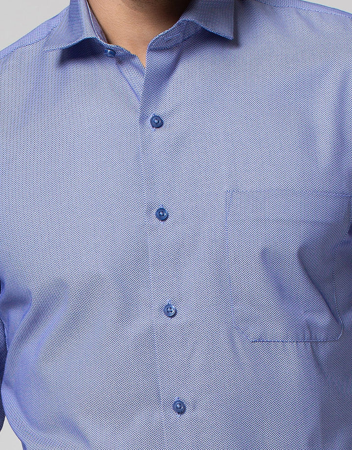 Stanley Adams Long Sleeeve Shirt Texture Slim Blue Spread Collar