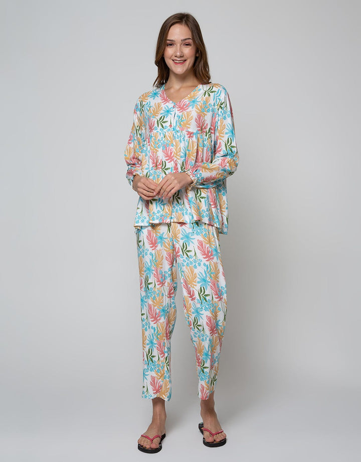 St. Yves Long Sleeve Pyjama Pants Colourfull Monstera