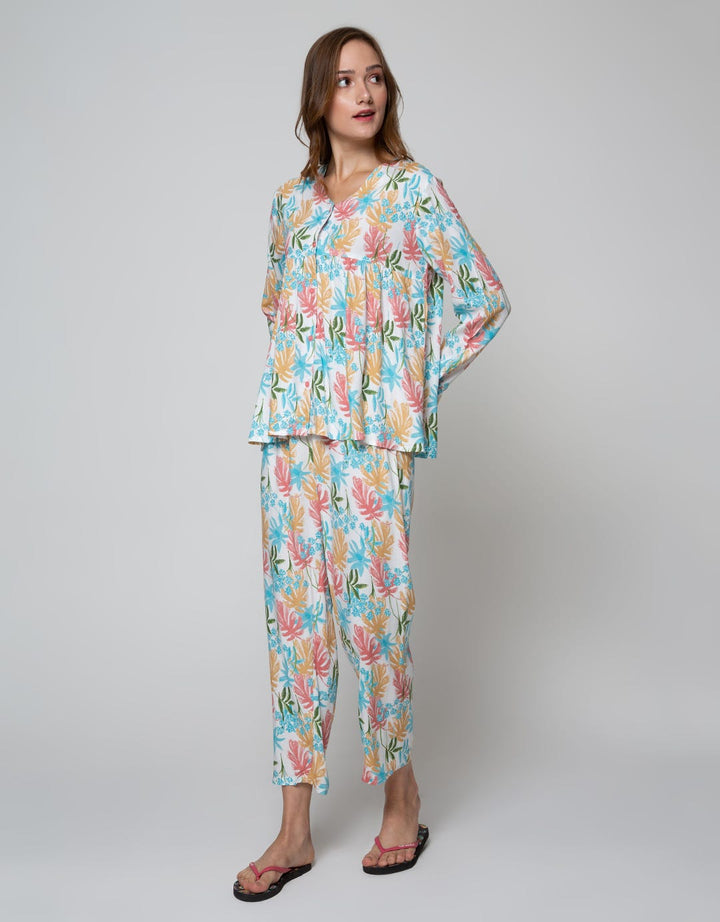 St. Yves Long Sleeve Pyjama Pants Colourfull Monstera