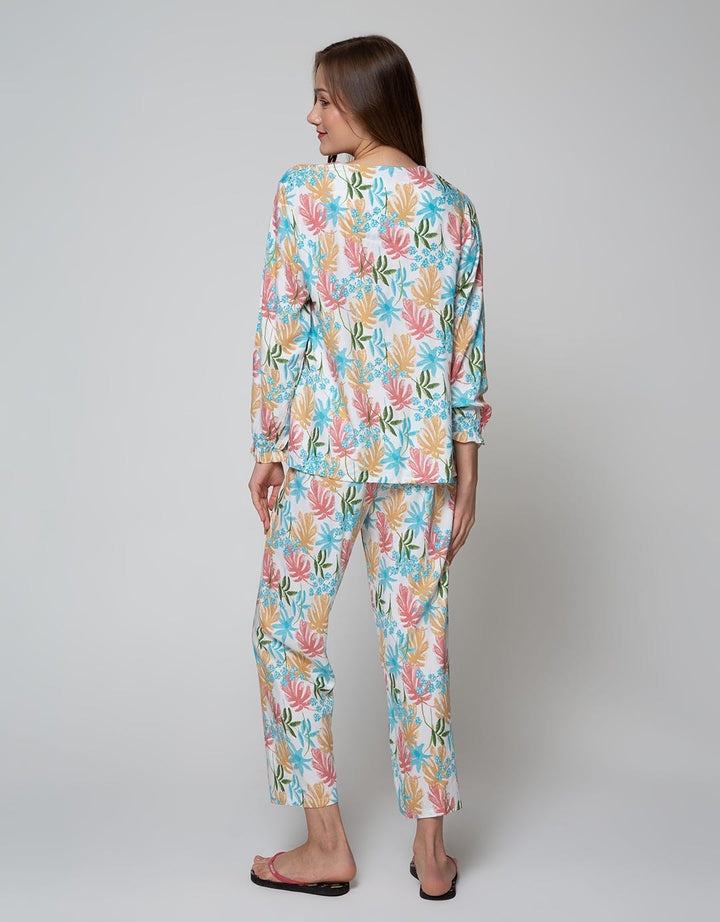 St. Yves Long Sleeve Pyjama Pants Colourfull Monstera
