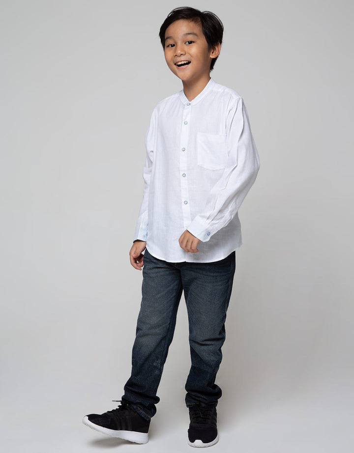 Nevada Long Seeve Shirt Textured Solid Koko Collar