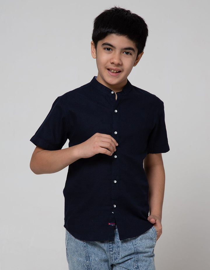 Nevada Short Sleeve Shirt Textured Solid Kerah Koko