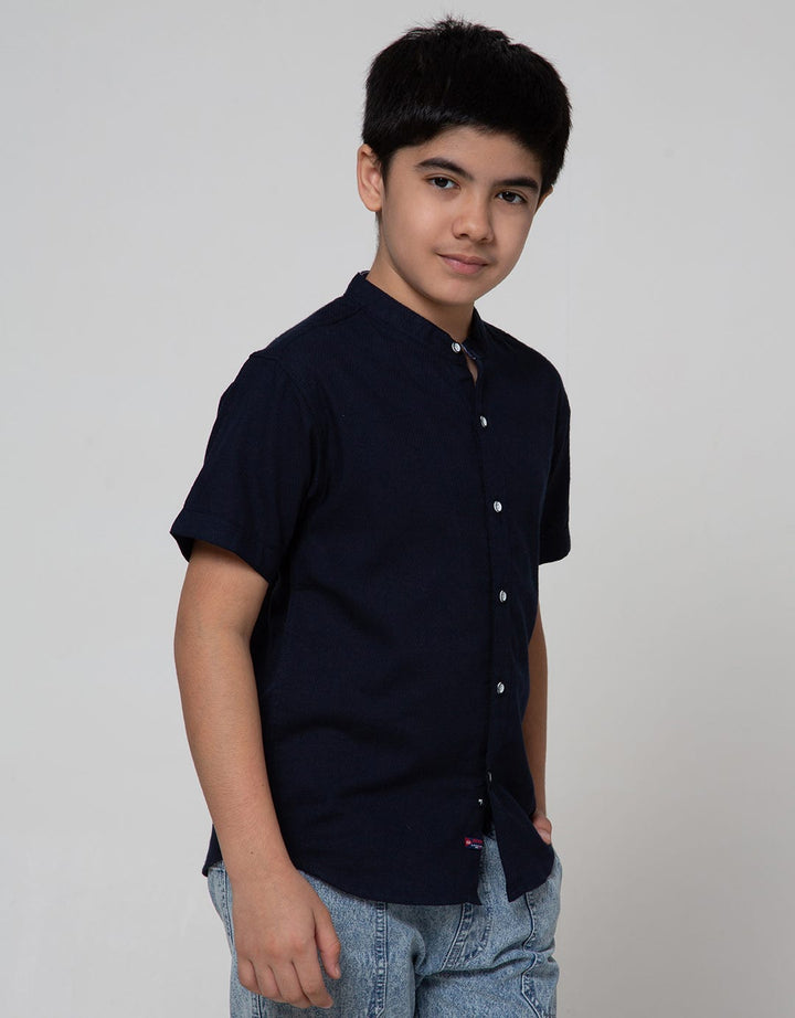 Nevada Short Sleeve Shirt Textured Solid Kerah Koko