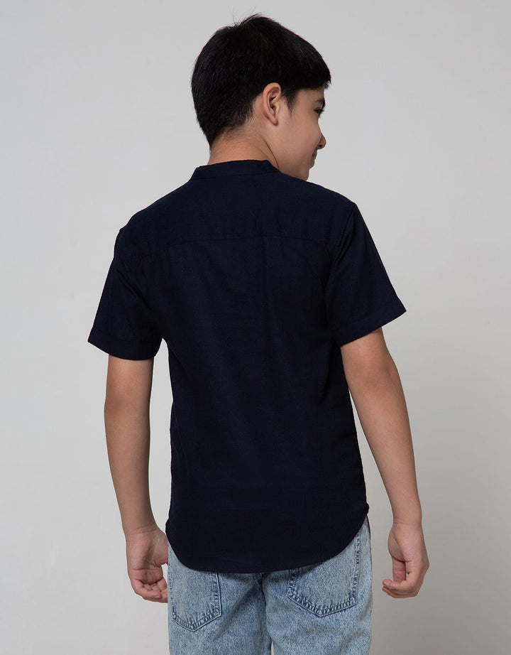 Nevada Short Sleeve Shirt Textured Solid Kerah Koko