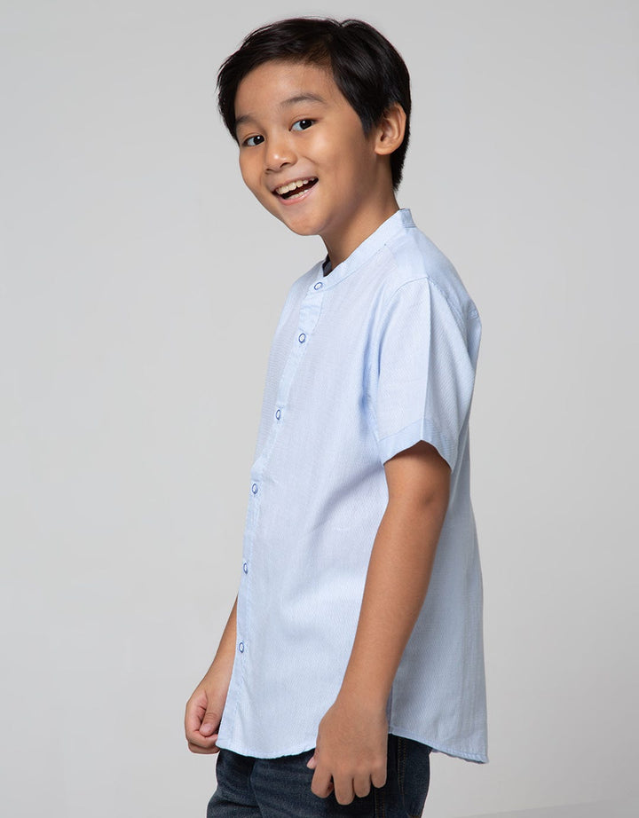 Nevada Short Sleeve Shirt Textured Solid Kerah Koko