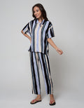 Nevada Short Sleeve Pyjama Pants Brick Stripe Combo