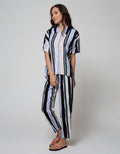 Nevada Short Sleeve Pyjama Pants Brick Stripe Combo